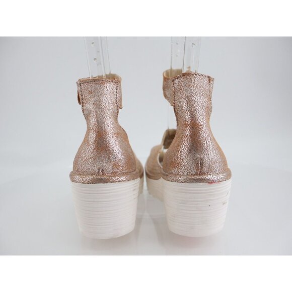 Fly London Women Yake Sandal Size 37 6 Pearl Leather Slingback Wedge Platform - Picture 5 of 13